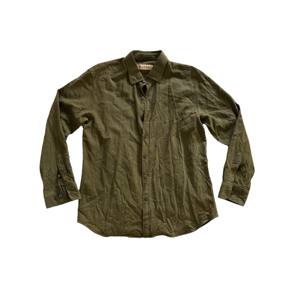 Tommy Bahama Green Silk and Cotton Long Sleeve Button Down Shirt Size L
